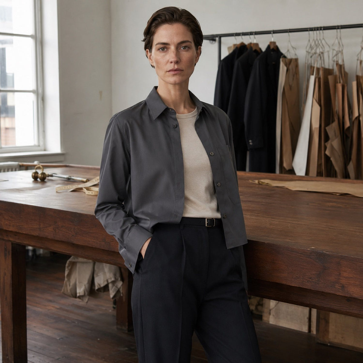 Pimlico classic-collar tailored shirt — Tailored Shirts by CROWN TAILORING. shown worn.