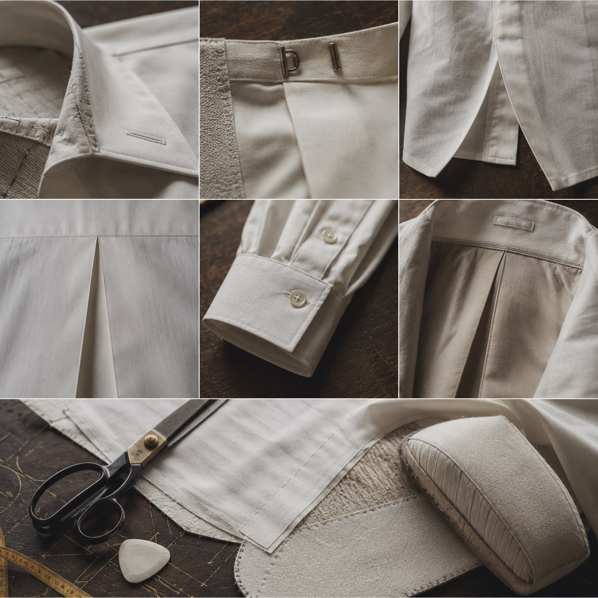 Chiltern classic-collar tailored shirt — Tailored Shirts by CROWN TAILORING. close detail of the fabric and finish.