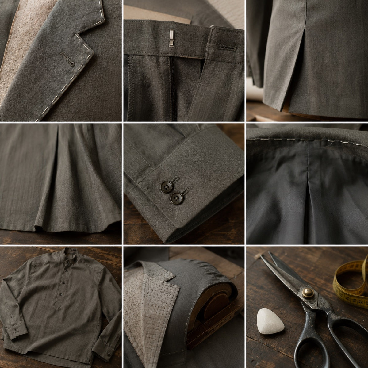 Cavendish grandad-collar tailored shirt — Tailored Shirts by CROWN TAILORING. close detail of the fabric and finish.