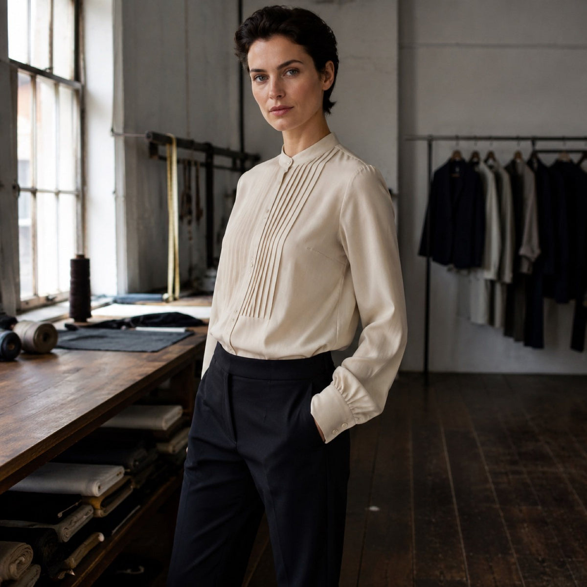 Guilford pleated-bib evening shirt — Tailored Shirts by CROWN TAILORING. shown worn.