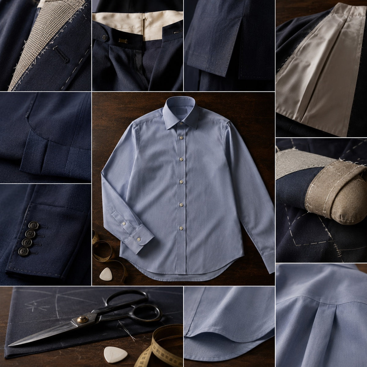 Clerkenwell classic-collar tailored shirt — Tailored Shirts by CROWN TAILORING. close detail of the fabric and finish.