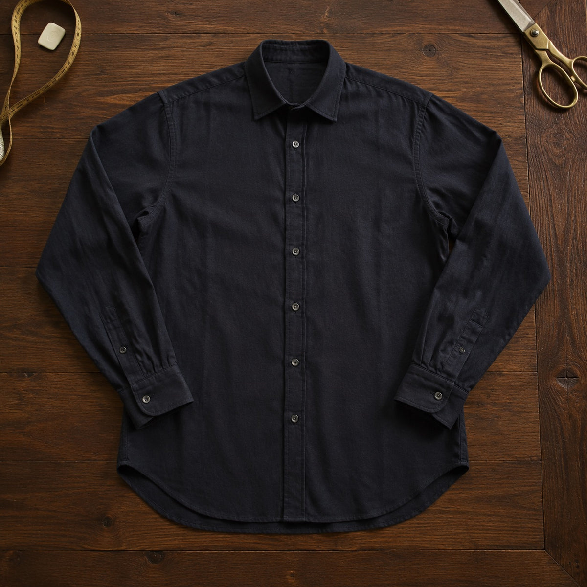 Clerkenwell classic-collar tailored shirt — Tailored Shirts by CROWN TAILORING. flat lay, front.