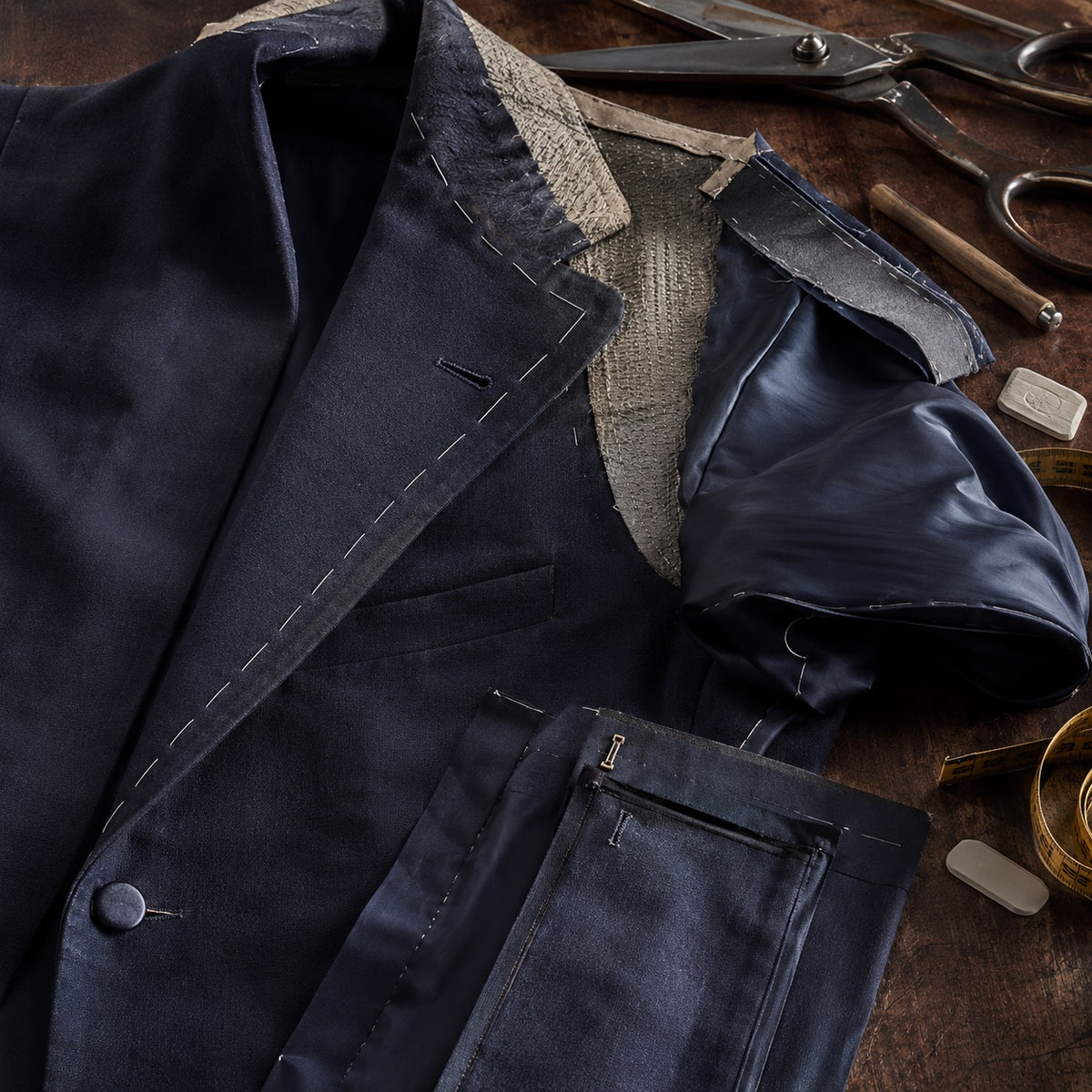Bloomsbury grandad-collar tailored shirt — Tailored Shirts by CROWN TAILORING. close detail of the fabric and finish.
