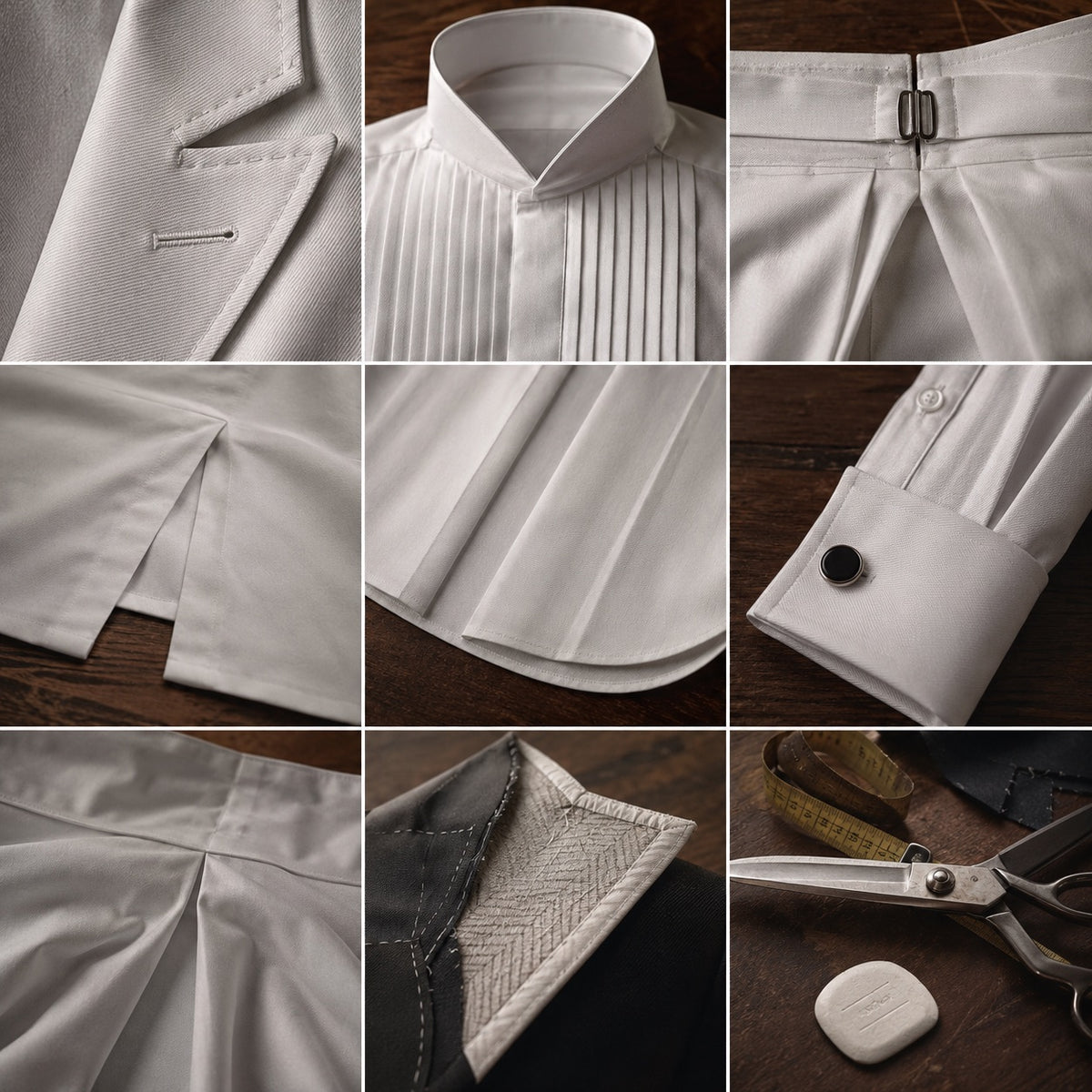 Bloomsbury pleated-bib evening shirt — Tailored Shirts by CROWN TAILORING. close detail of the fabric and finish.