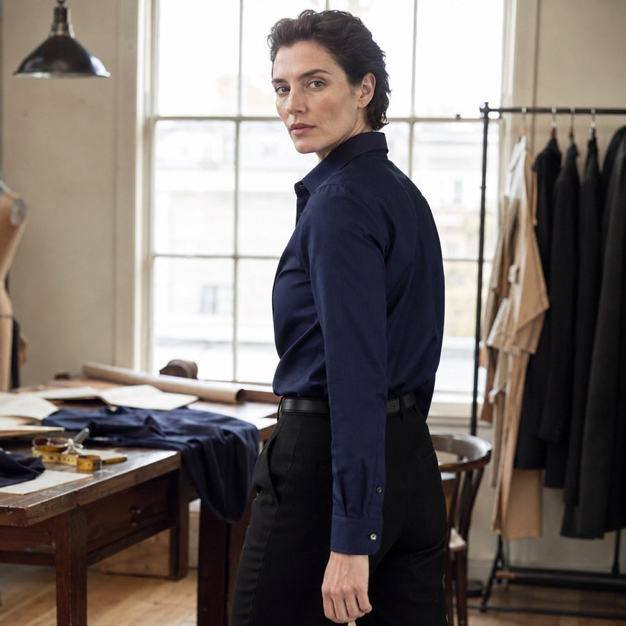 Marylebone pleated-bib evening shirt — Tailored Shirts by CROWN TAILORING. shown worn.