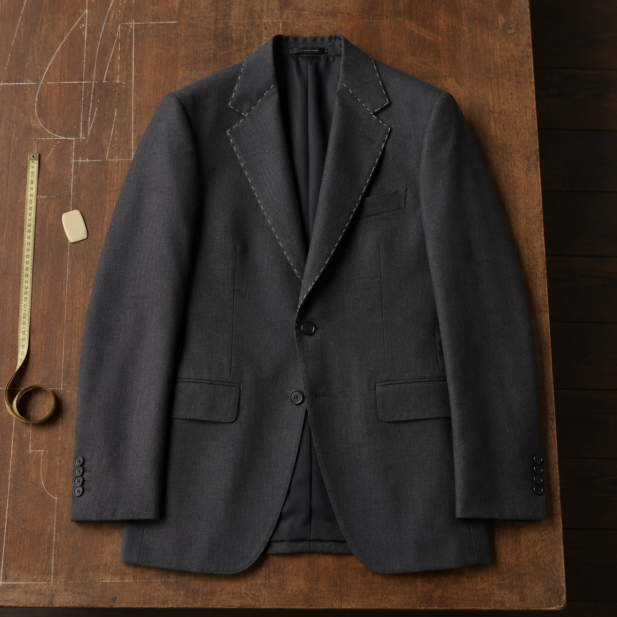 Dartmoor single-breasted suit jacket — Suit Jackets by CROWN TAILORING. flat lay, front.