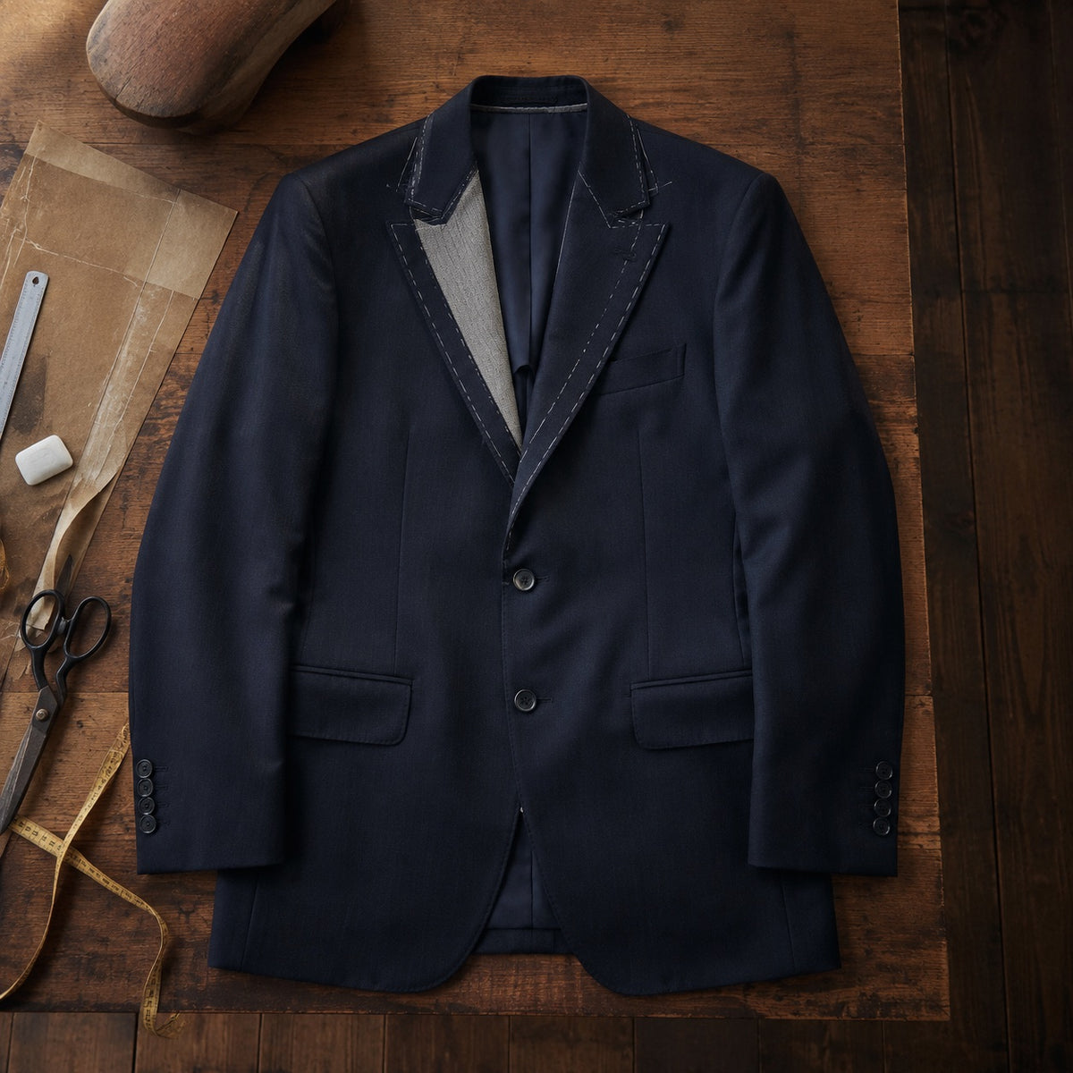 Severn single-breasted suit jacket — Suit Jackets by CROWN TAILORING. flat lay, front.