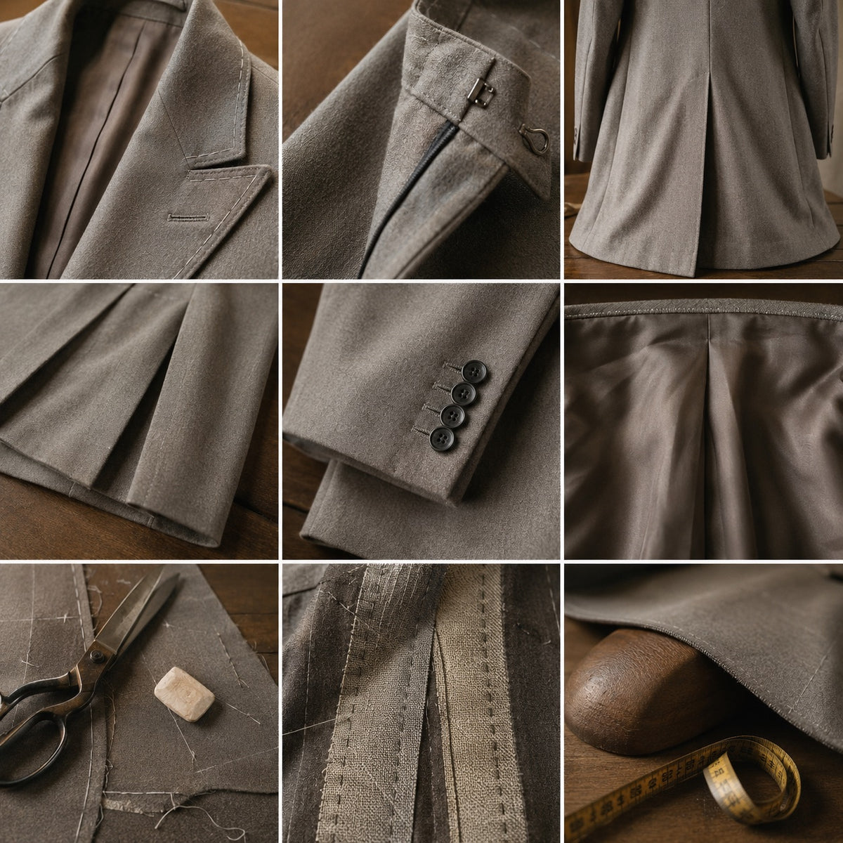 Marchmont long-line tailored coat jacket — Suit Jackets by CROWN TAILORING. close detail of the fabric and finish.