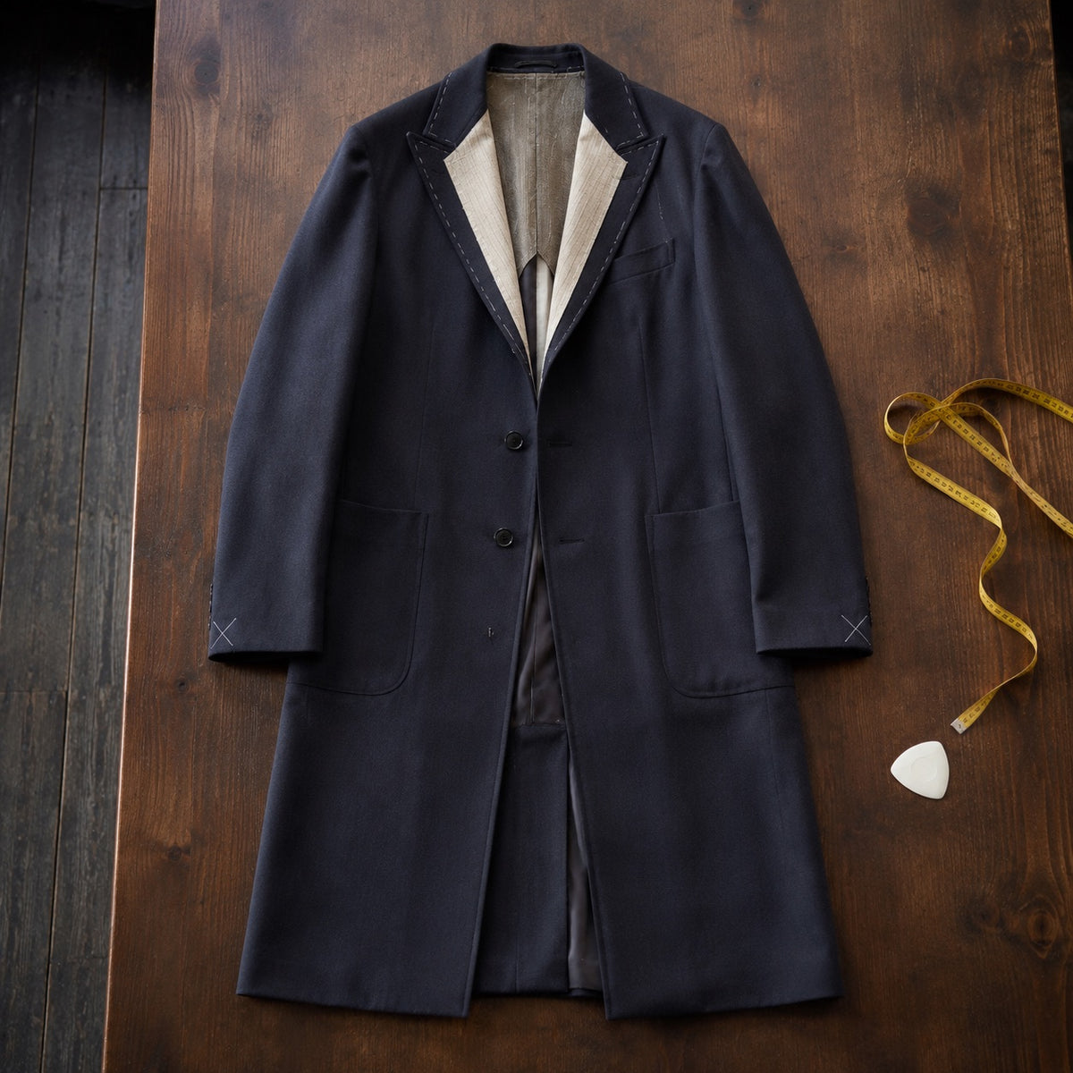 Marchmont long-line tailored coat jacket — Suit Jackets by CROWN TAILORING. flat lay, front.