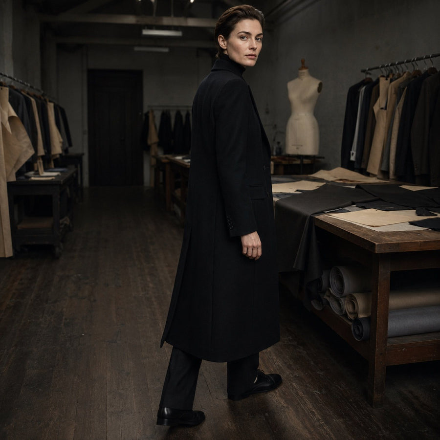 Marchmont long-line tailored coat jacket — Suit Jackets by CROWN TAILORING. shown worn.
