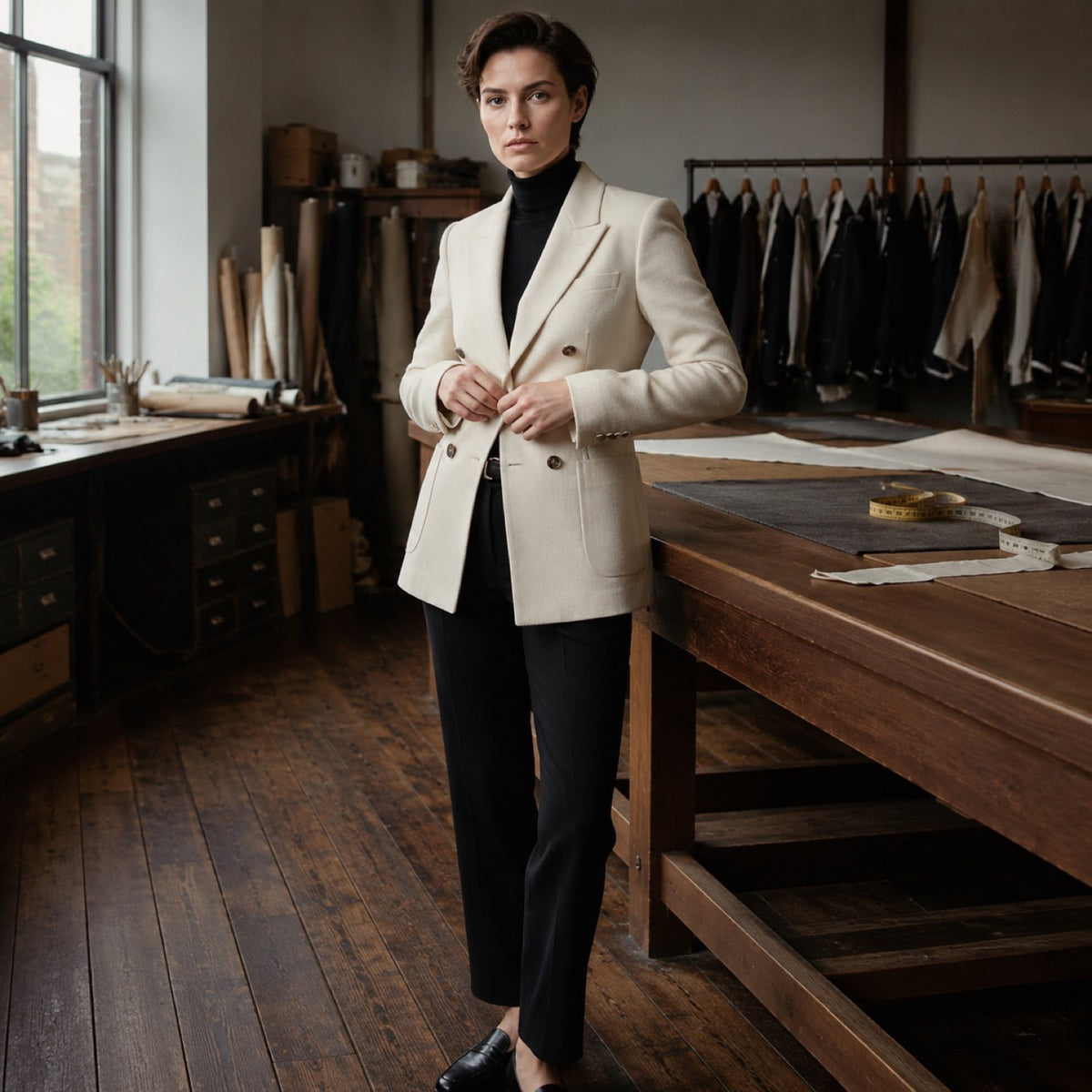 Shoreditch double-breasted suit jacket — Suit Jackets by CROWN TAILORING. shown worn.