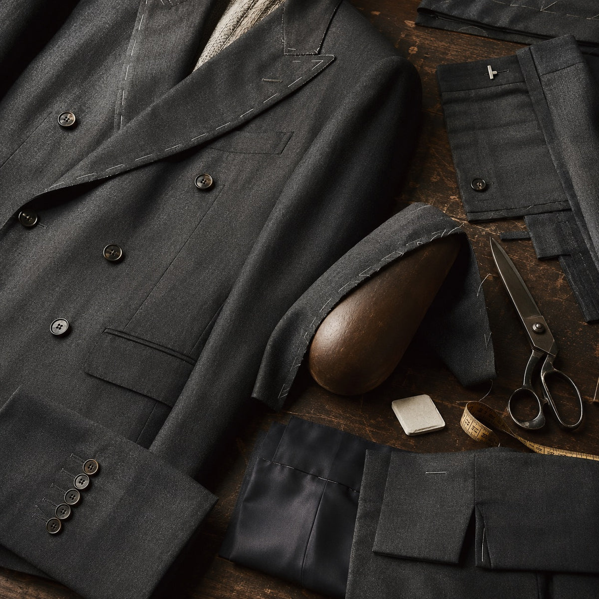 Bayswater double-breasted suit jacket — Suit Jackets by CROWN TAILORING. close detail of the fabric and finish.
