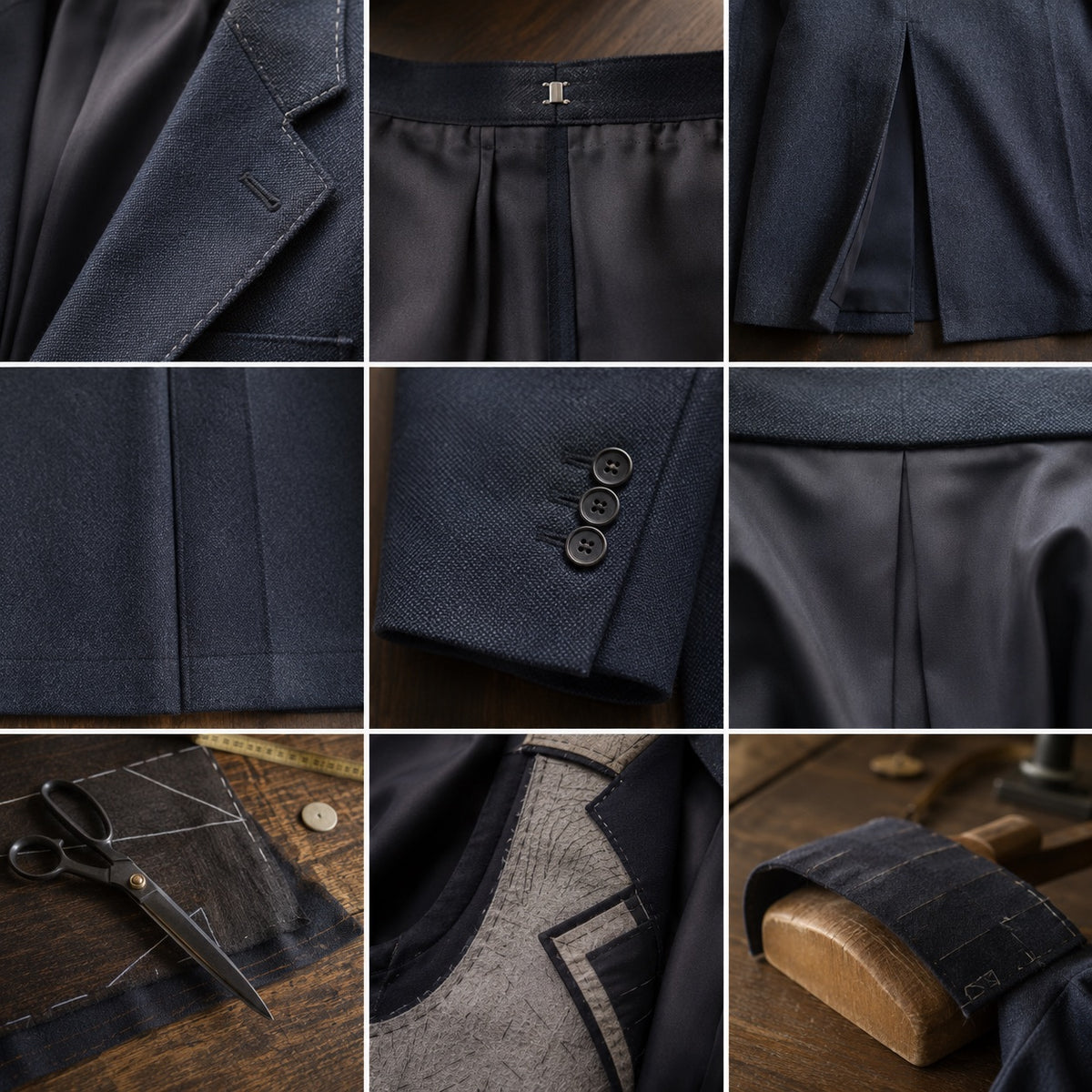 Percival long-line tailored coat jacket — Suit Jackets by CROWN TAILORING. close detail of the fabric and finish.