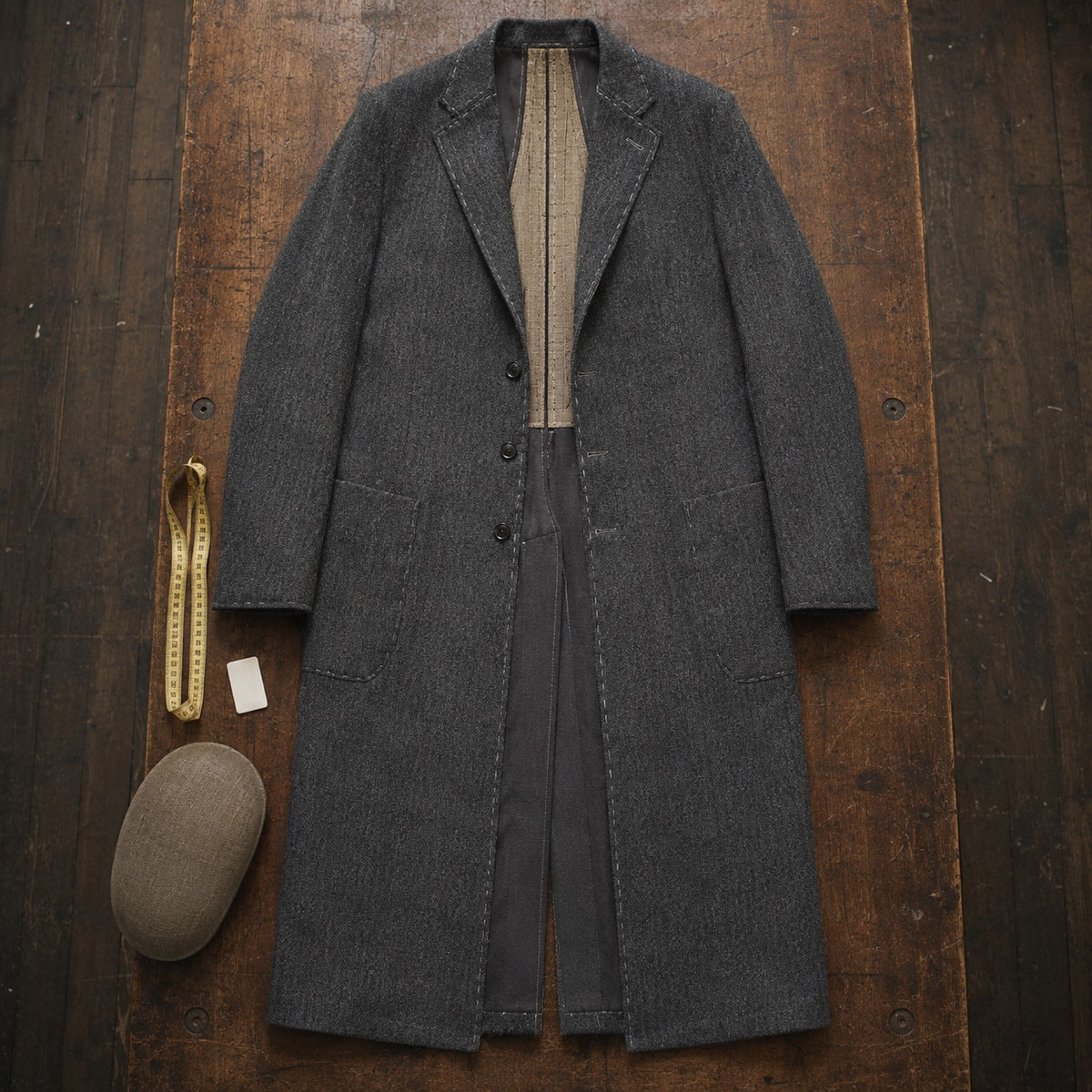 Percival long-line tailored coat jacket — Suit Jackets by CROWN TAILORING. flat lay, front.