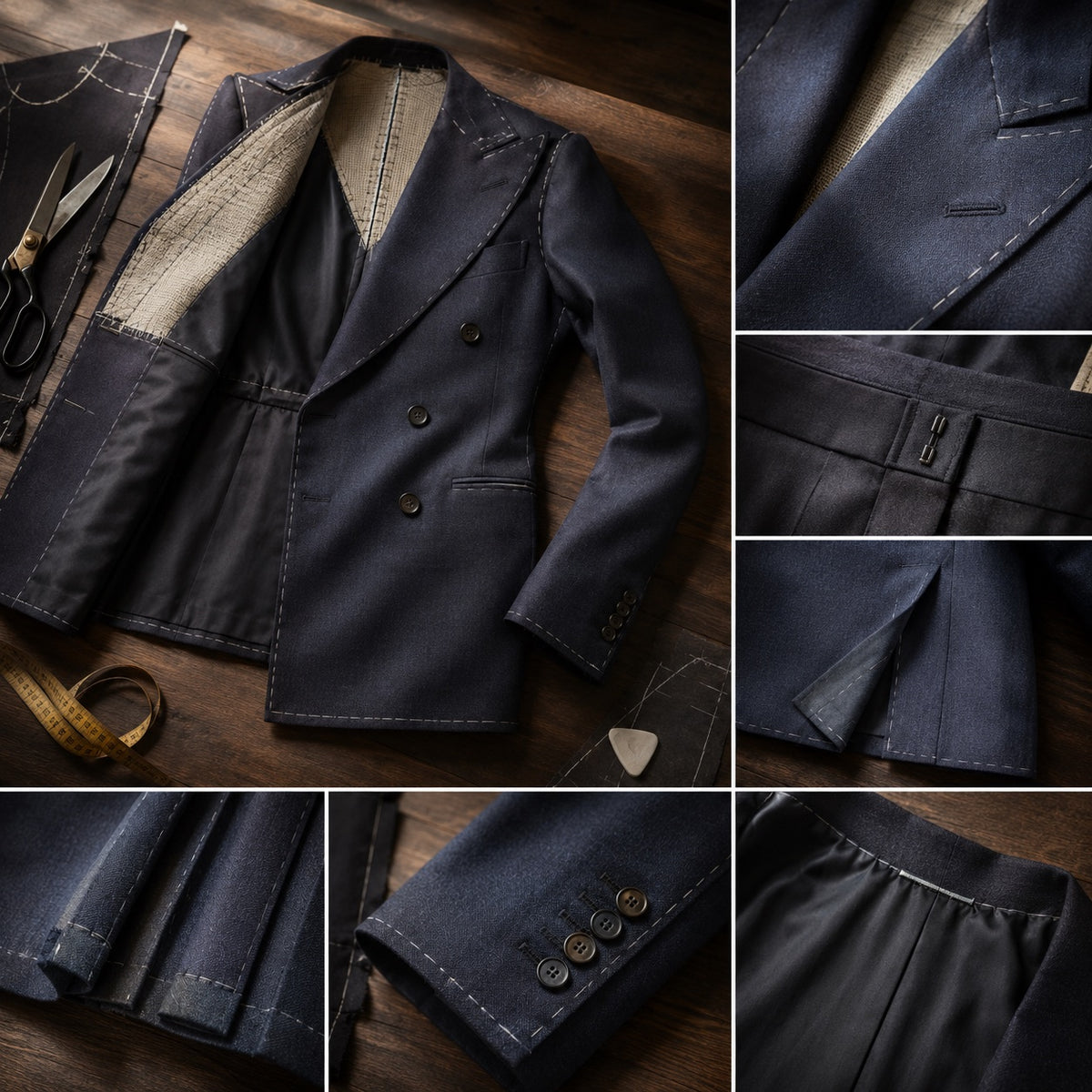 Ashdown double-breasted suit jacket — Suit Jackets by CROWN TAILORING. close detail of the fabric and finish.
