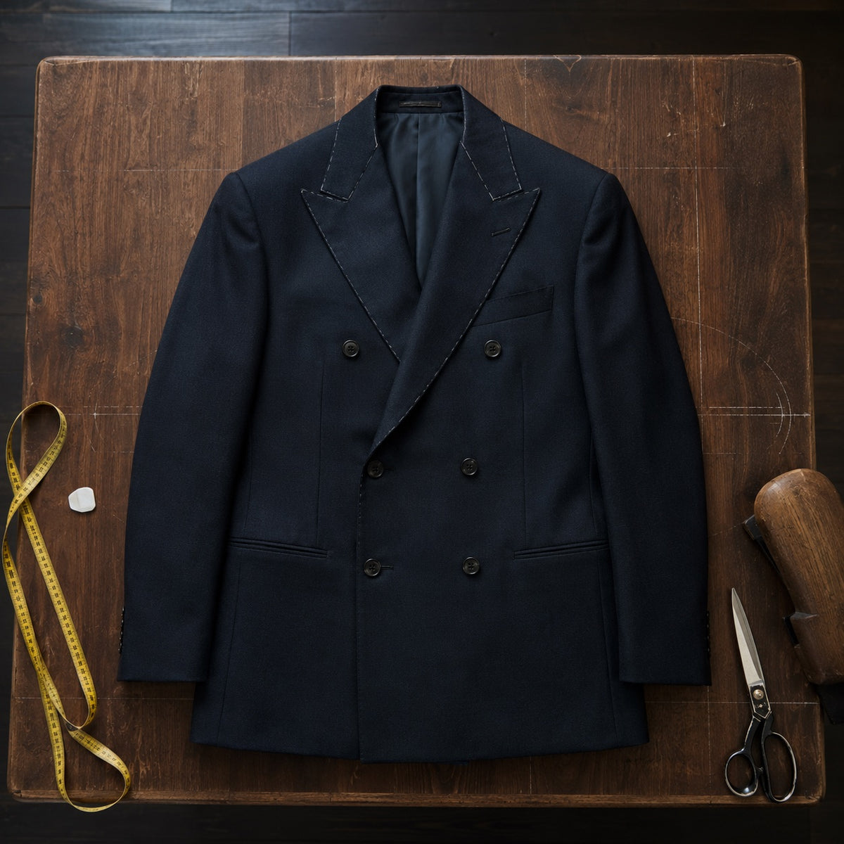 Ashdown double-breasted suit jacket — Suit Jackets by CROWN TAILORING. flat lay, front.