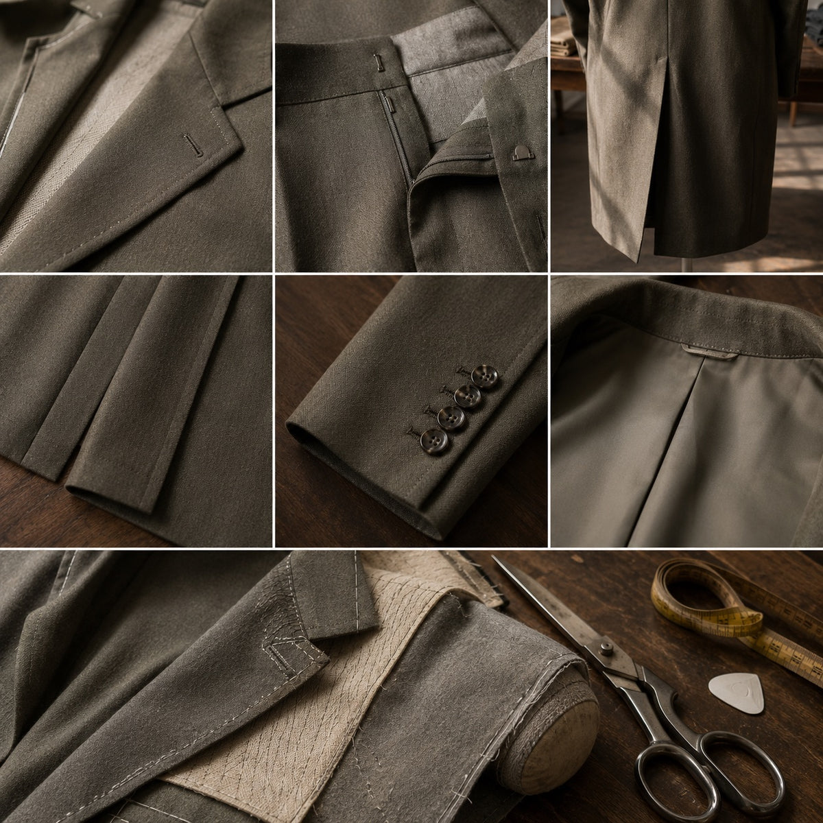 Bracken long-line tailored coat jacket — Suit Jackets by CROWN TAILORING. close detail of the fabric and finish.