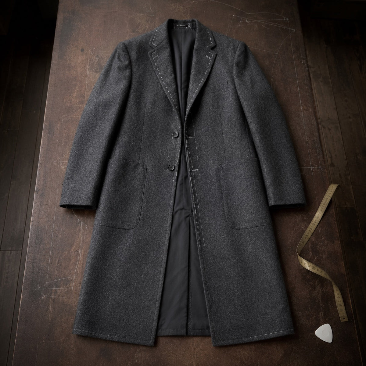 Bracken long-line tailored coat jacket — Suit Jackets by CROWN TAILORING. flat lay, front.