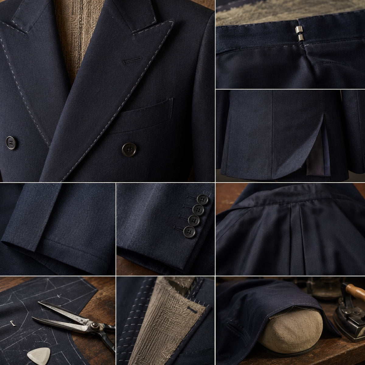 Doughty double-breasted suit jacket — Suit Jackets by CROWN TAILORING. close detail of the fabric and finish.