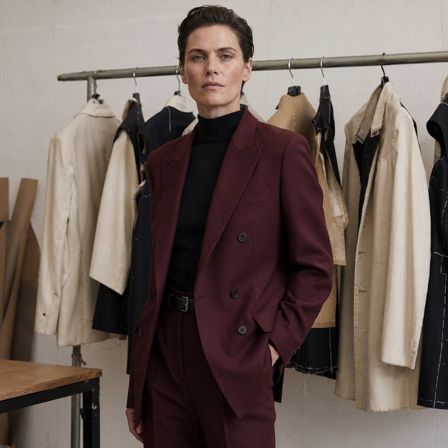 Rugby double-breasted suit jacket — Suit Jackets by CROWN TAILORING. shown worn.