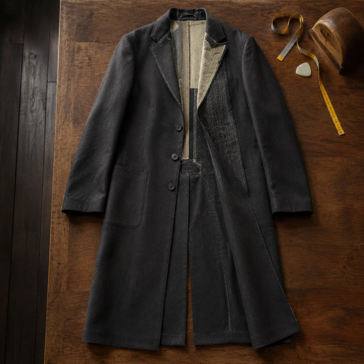 Sloe long-line tailored coat jacket — Suit Jackets by CROWN TAILORING. flat lay, front.