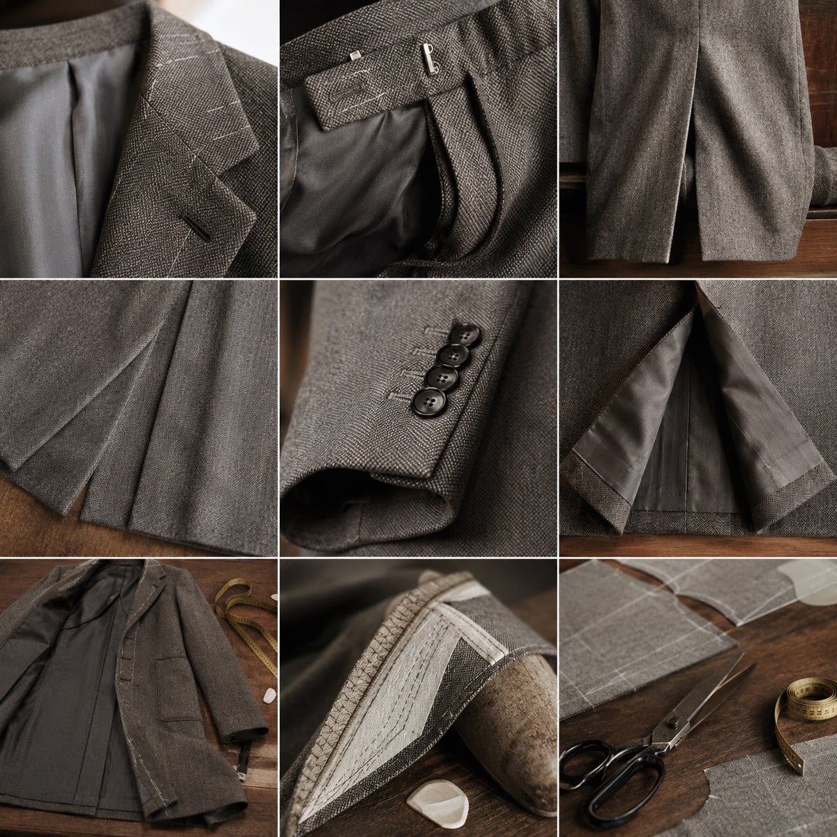 Holborn long-line tailored coat jacket — Suit Jackets by CROWN TAILORING. close detail of the fabric and finish.