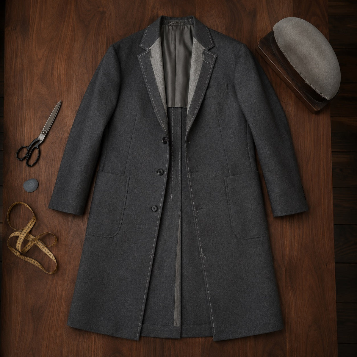 Holborn long-line tailored coat jacket — Suit Jackets by CROWN TAILORING. flat lay, front.