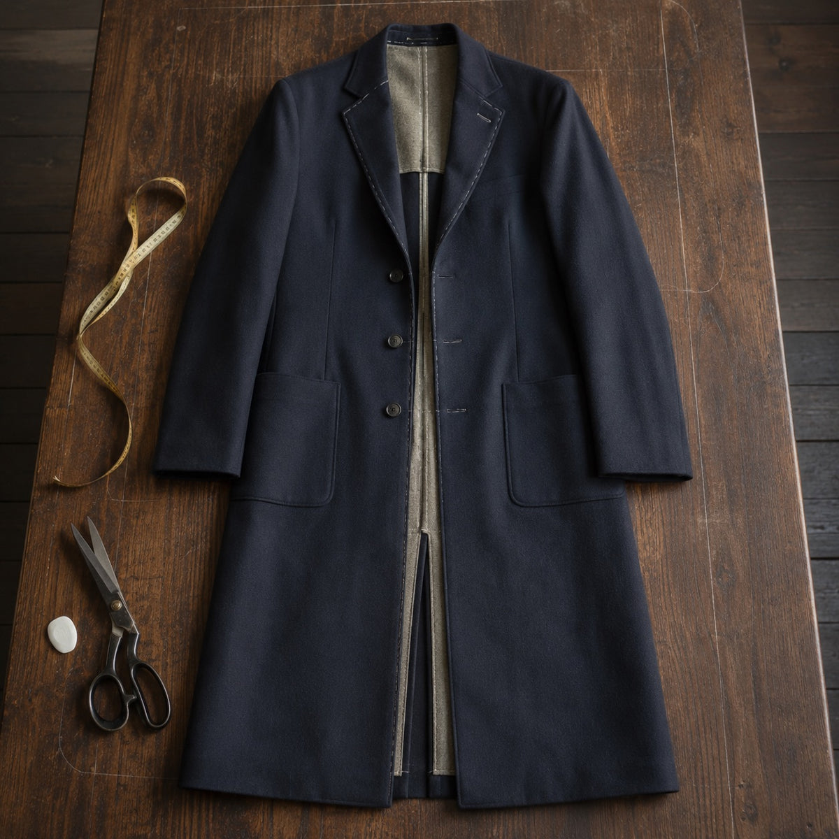 Cavendish long-line tailored coat jacket — Suit Jackets by CROWN TAILORING. flat lay, front.