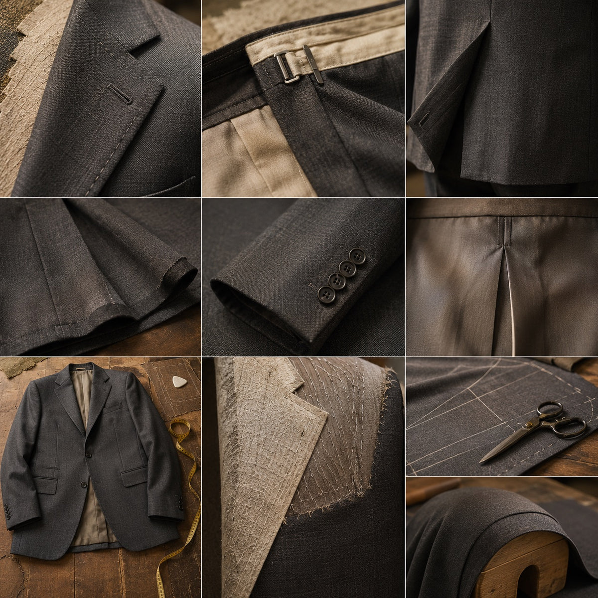 Cavendish single-breasted suit jacket — Suit Jackets by CROWN TAILORING. close detail of the fabric and finish.