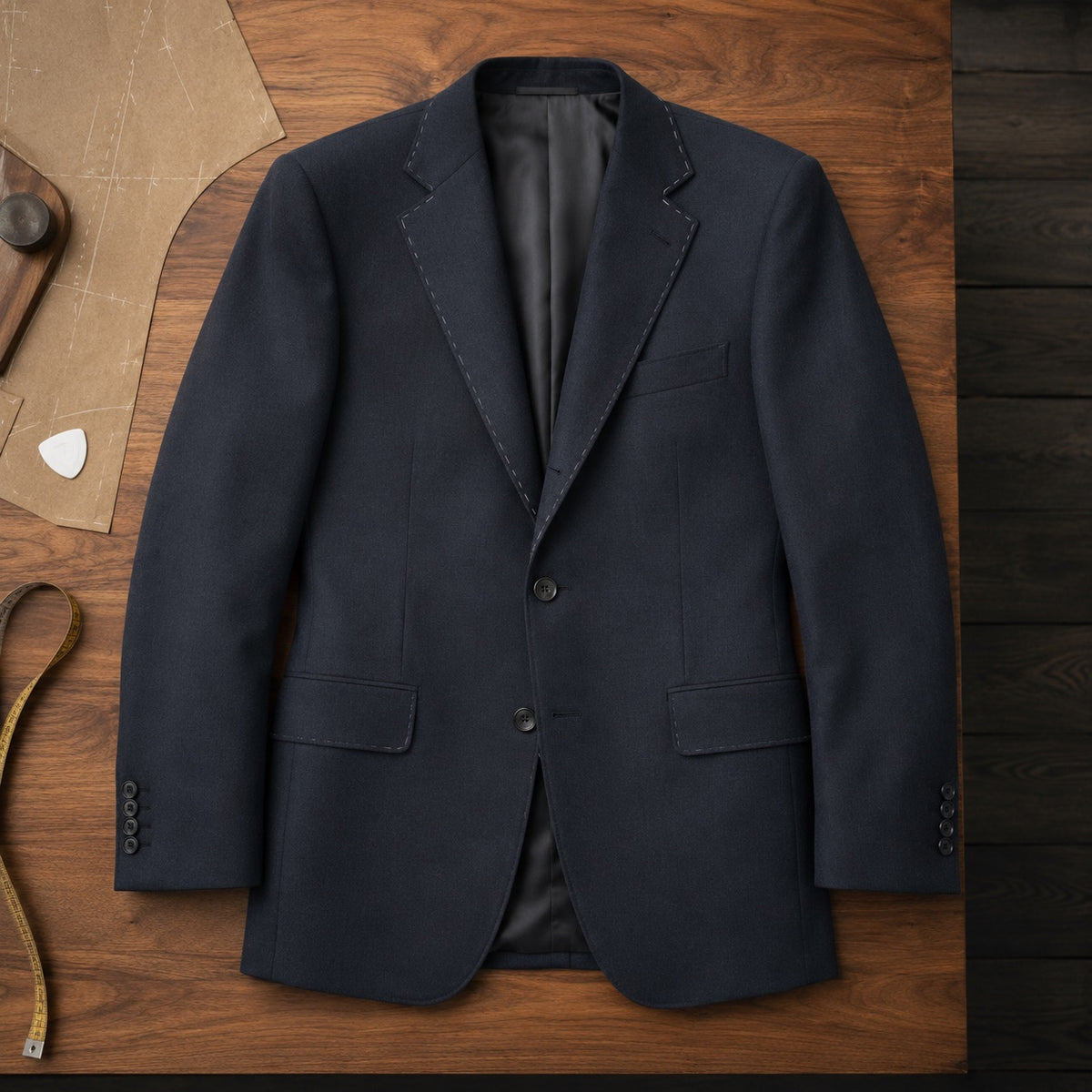 Cavendish single-breasted suit jacket — Suit Jackets by CROWN TAILORING. flat lay, front.
