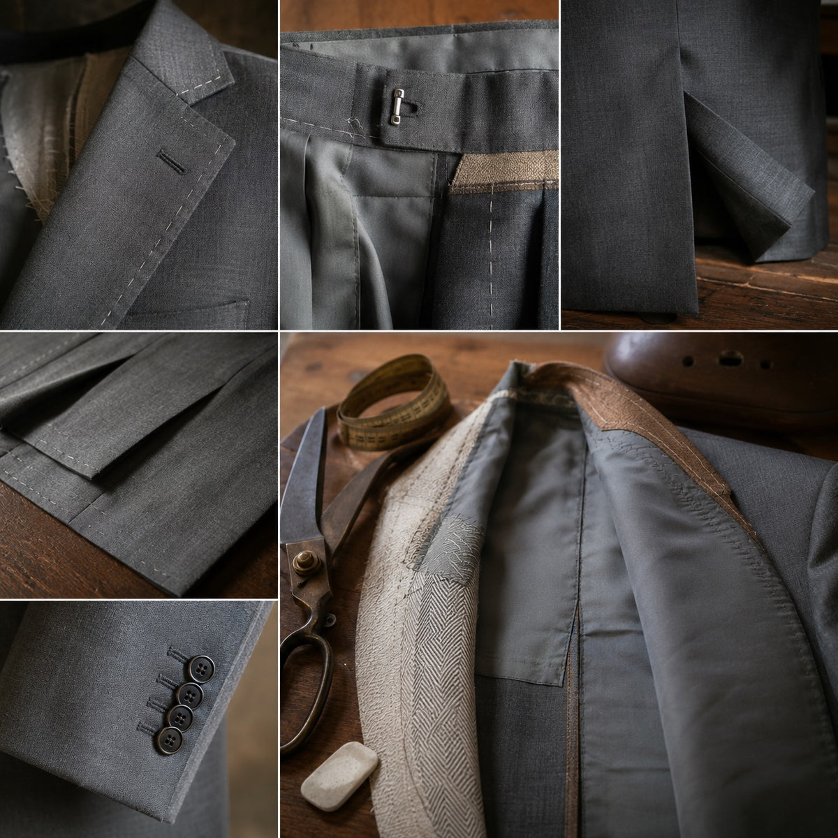 Pimlico single-breasted suit jacket — Suit Jackets by CROWN TAILORING. close detail of the fabric and finish.