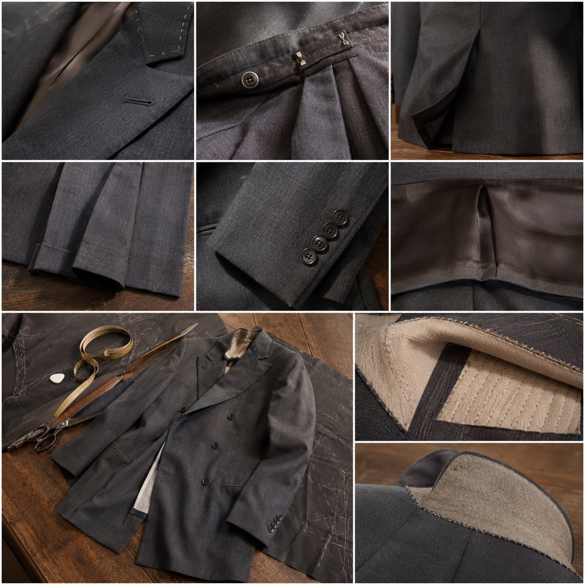 Marchmont double-breasted suit jacket — Suit Jackets by CROWN TAILORING. close detail of the fabric and finish.