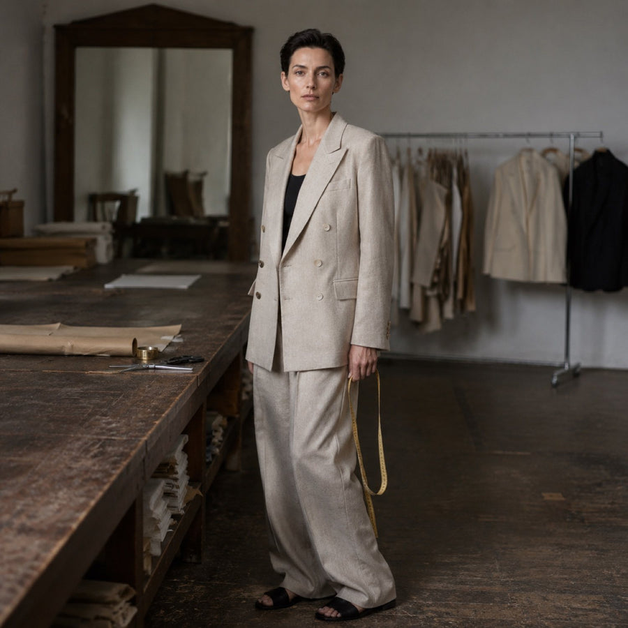 Marchmont double-breasted suit jacket — Suit Jackets by CROWN TAILORING. shown worn.