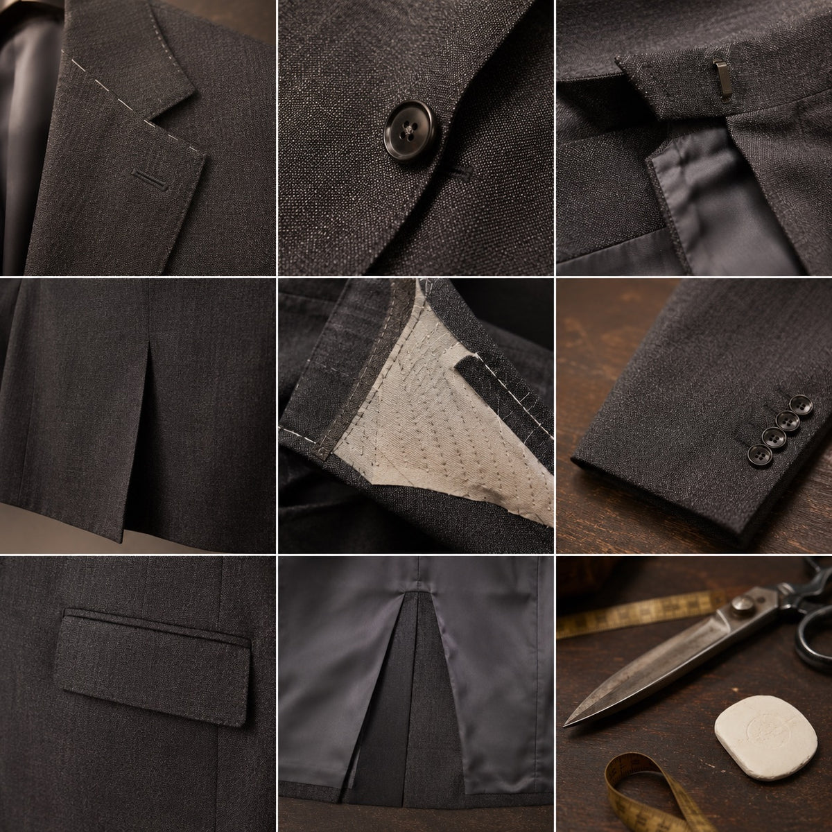Fitzrovia single-breasted suit jacket — Suit Jackets by CROWN TAILORING. close detail of the fabric and finish.