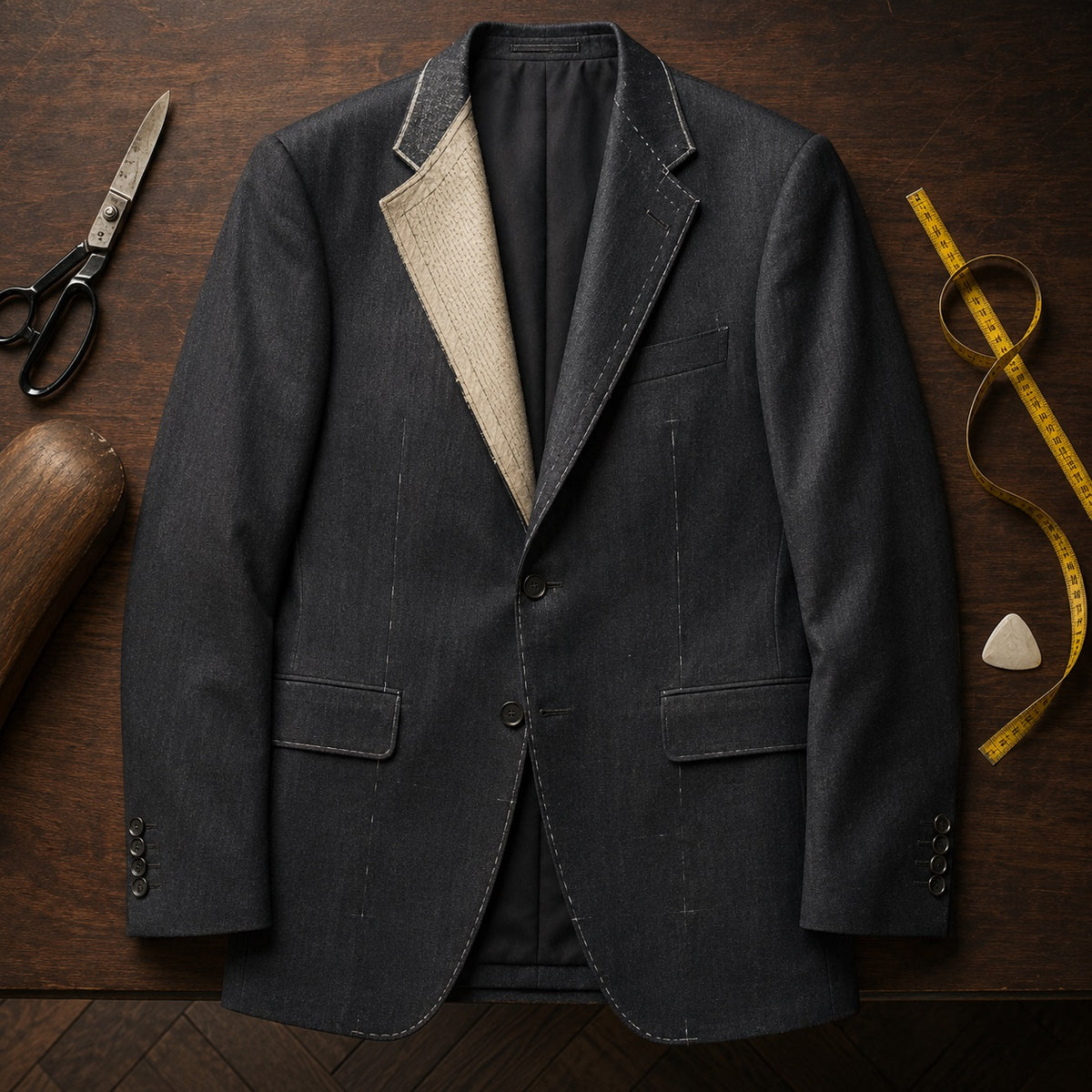Fitzrovia single-breasted suit jacket — Suit Jackets by CROWN TAILORING. flat lay, front.