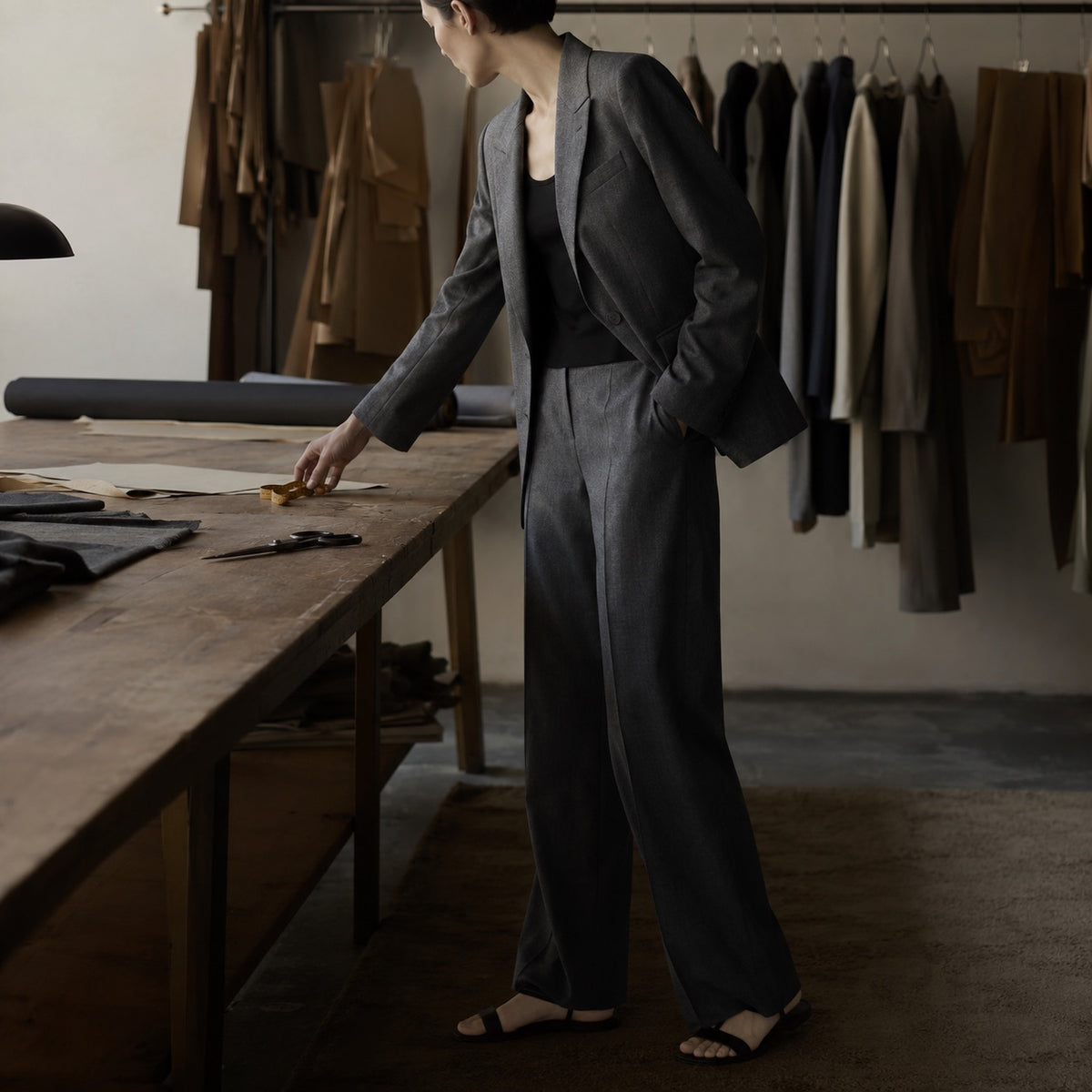 Fitzrovia single-breasted suit jacket — Suit Jackets by CROWN TAILORING. shown on the model from the side.