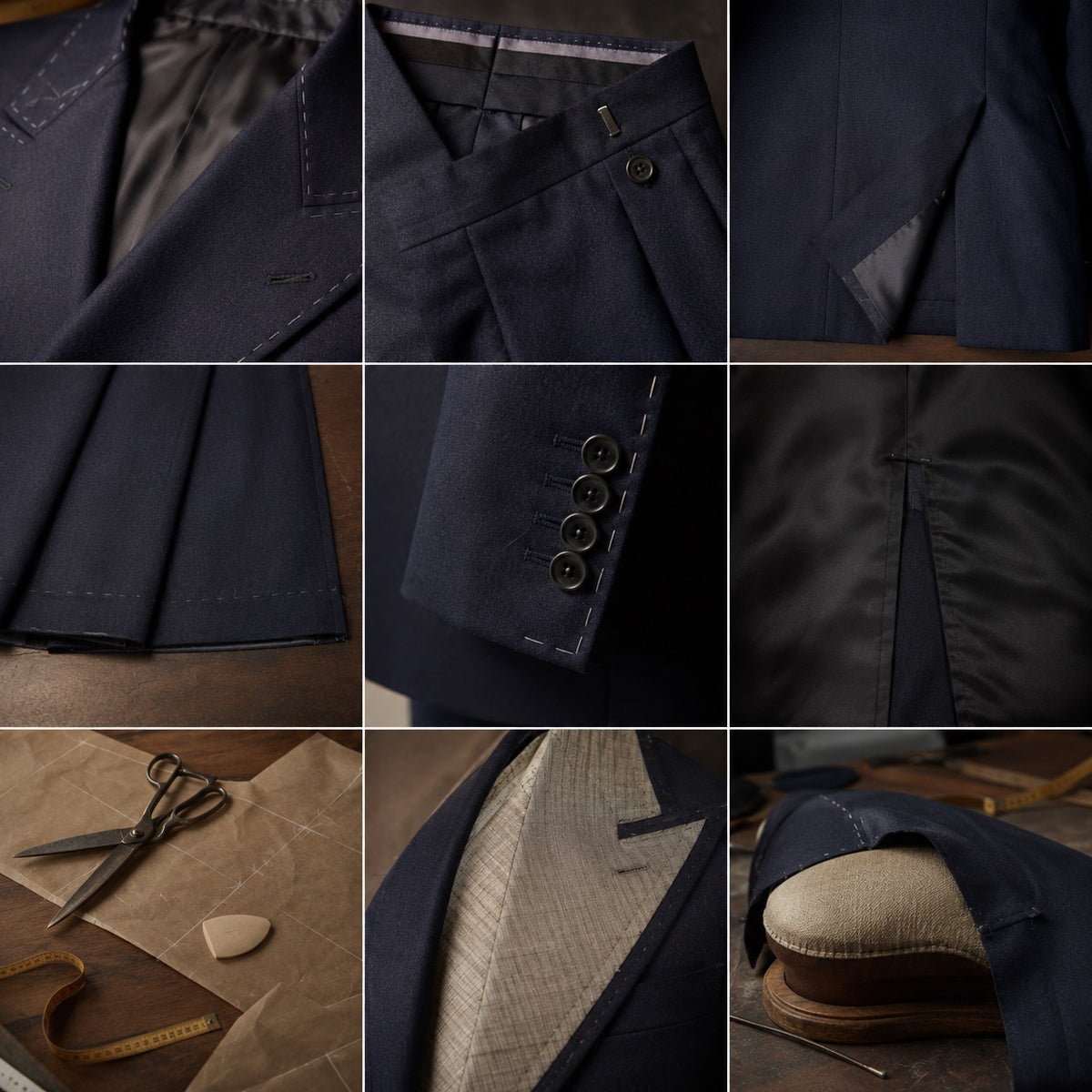 Percival double-breasted suit jacket — Suit Jackets by CROWN TAILORING. close detail of the fabric and finish.