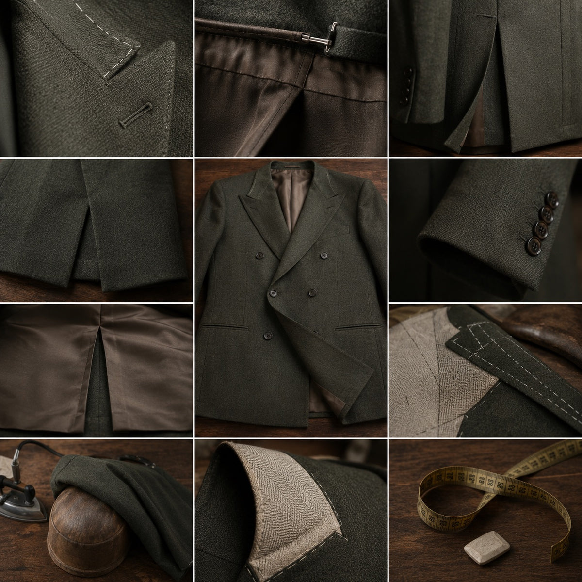 Guilford double-breasted suit jacket — Suit Jackets by CROWN TAILORING. close detail of the fabric and finish.