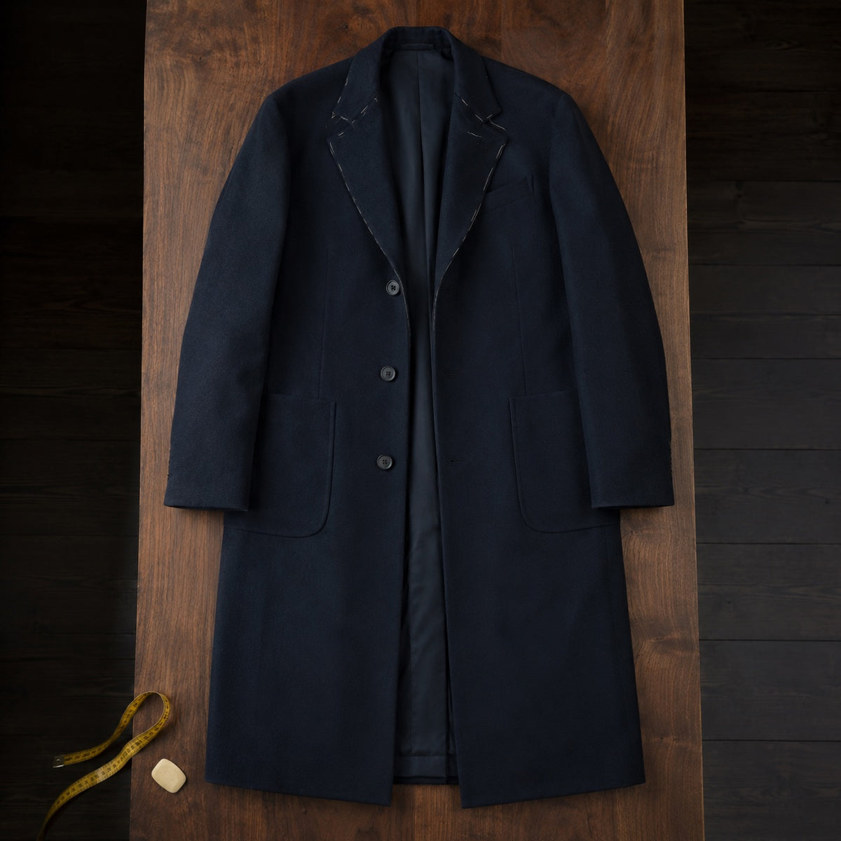 Chiltern long-line tailored coat jacket — Suit Jackets by CROWN TAILORING. flat lay, front.