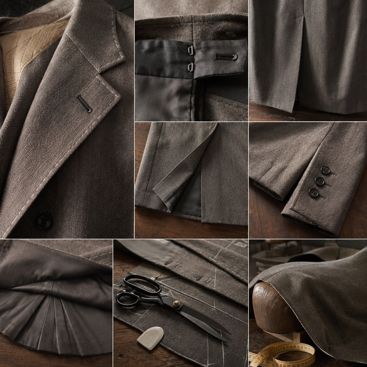 Yarrow long-line tailored coat jacket — Suit Jackets by CROWN TAILORING. close detail of the fabric and finish.