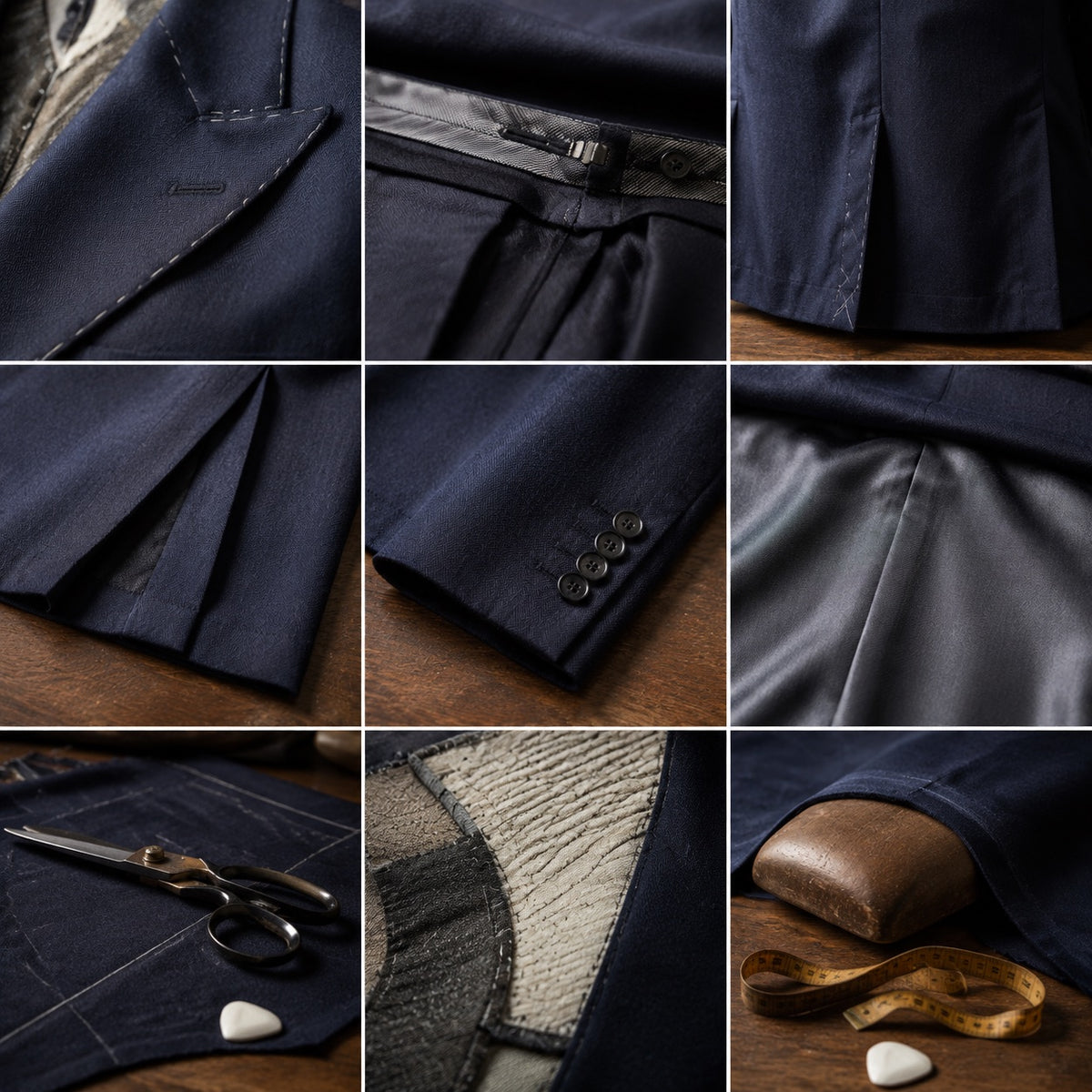 Sloe double-breasted suit jacket — Suit Jackets by CROWN TAILORING. close detail of the fabric and finish.