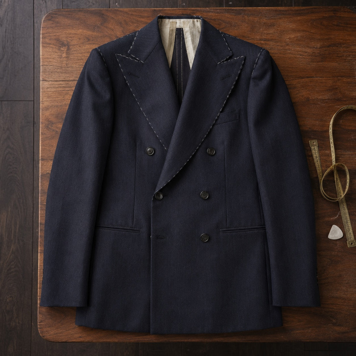 Holborn double-breasted suit jacket — Suit Jackets by CROWN TAILORING. flat lay, front.