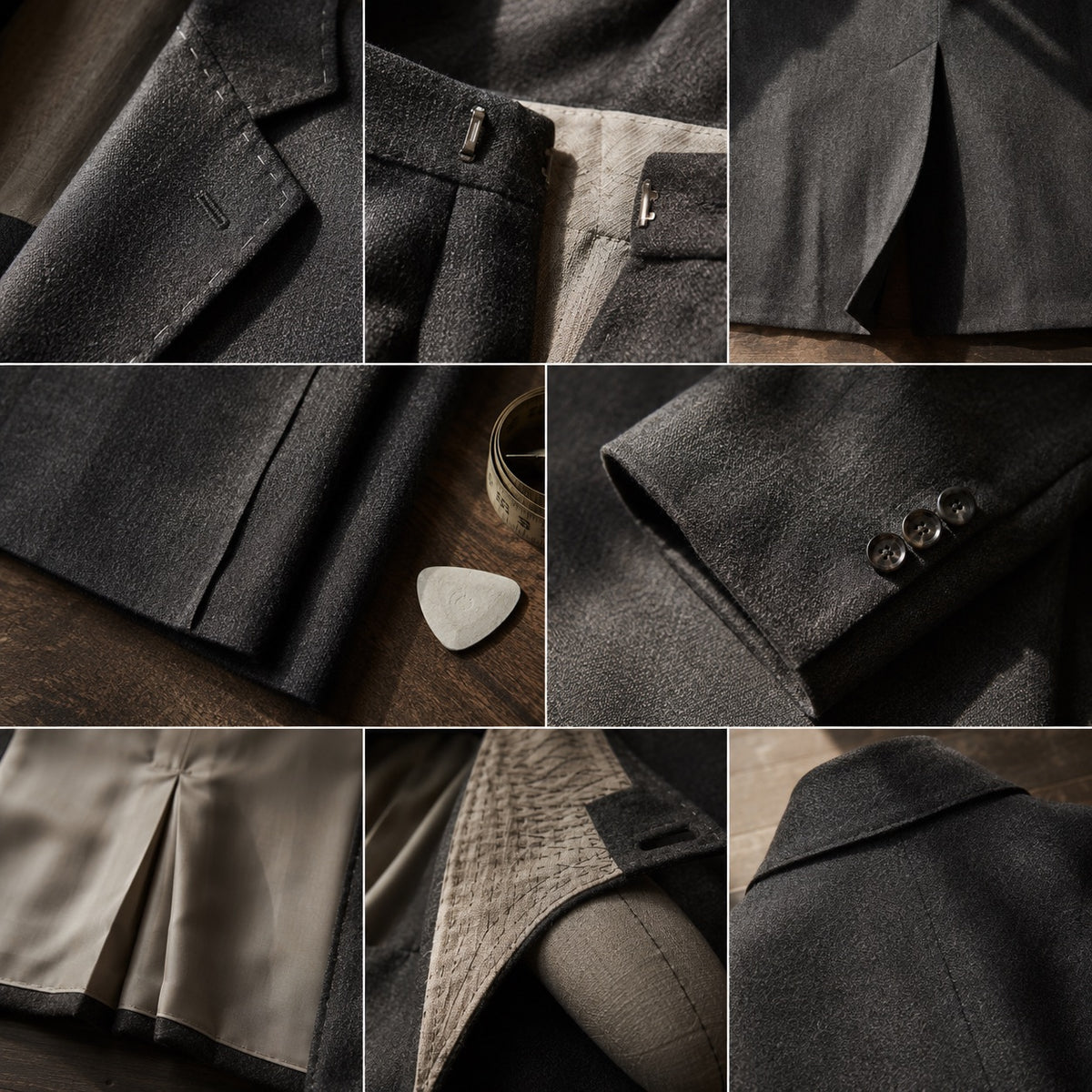 Pimlico long-line tailored coat jacket — Suit Jackets by CROWN TAILORING. close detail of the fabric and finish.