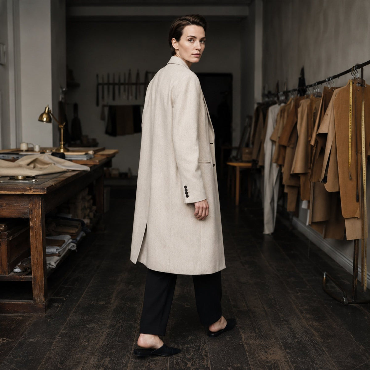 Pimlico long-line tailored coat jacket — Suit Jackets by CROWN TAILORING. shown worn.