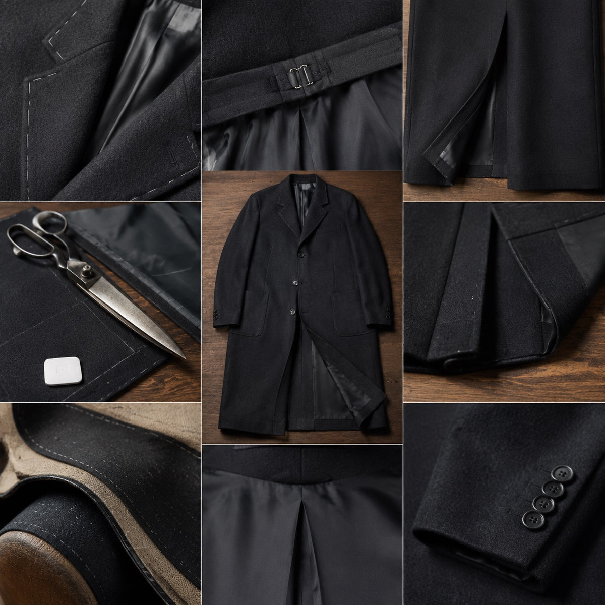 Ashdown long-line tailored coat jacket — Suit Jackets by CROWN TAILORING. close detail of the fabric and finish.