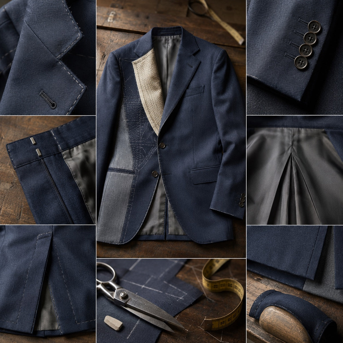 Chiltern single-breasted suit jacket — Suit Jackets by CROWN TAILORING. close detail of the fabric and finish.