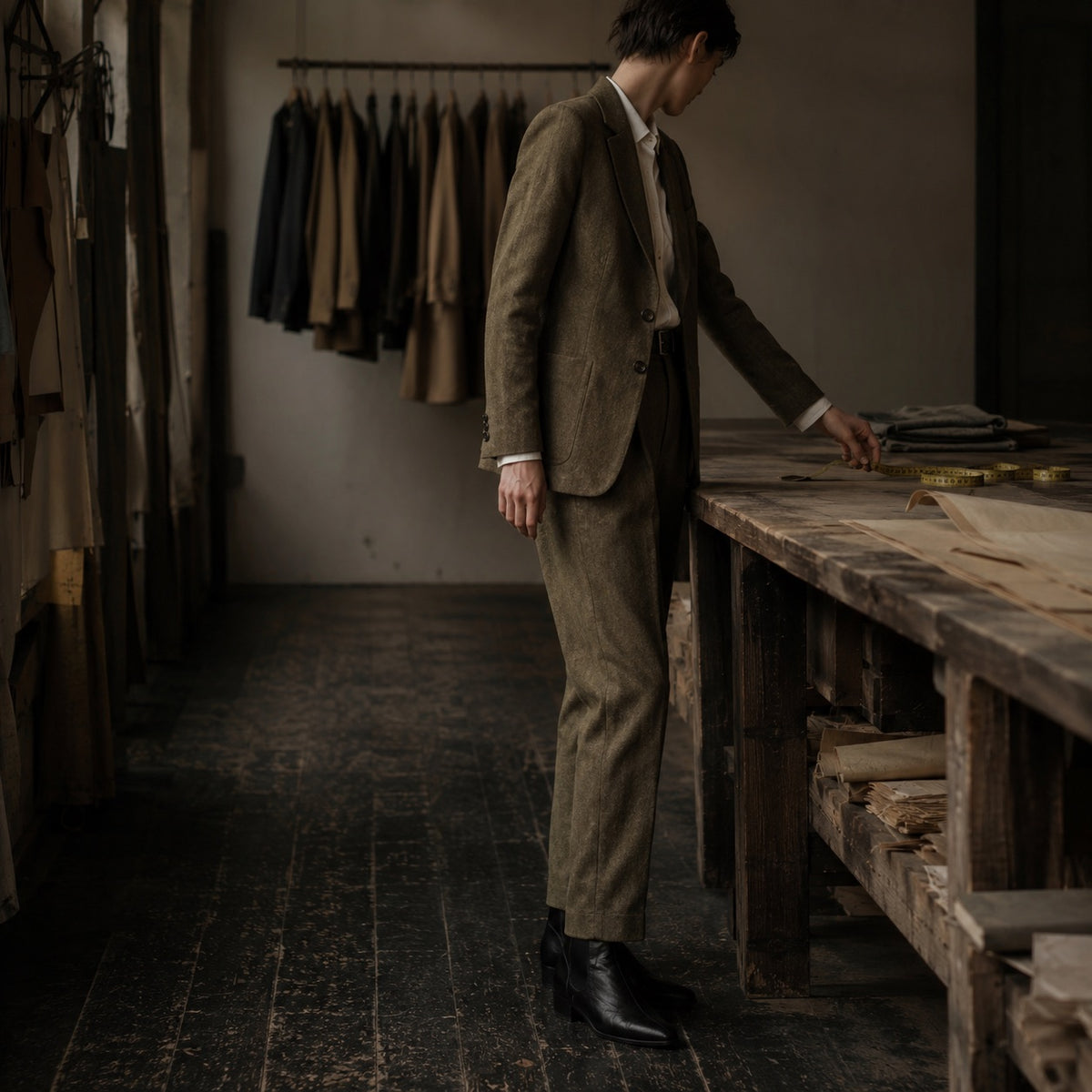 Chiltern single-breasted suit jacket — Suit Jackets by CROWN TAILORING. shown on the model from the side.