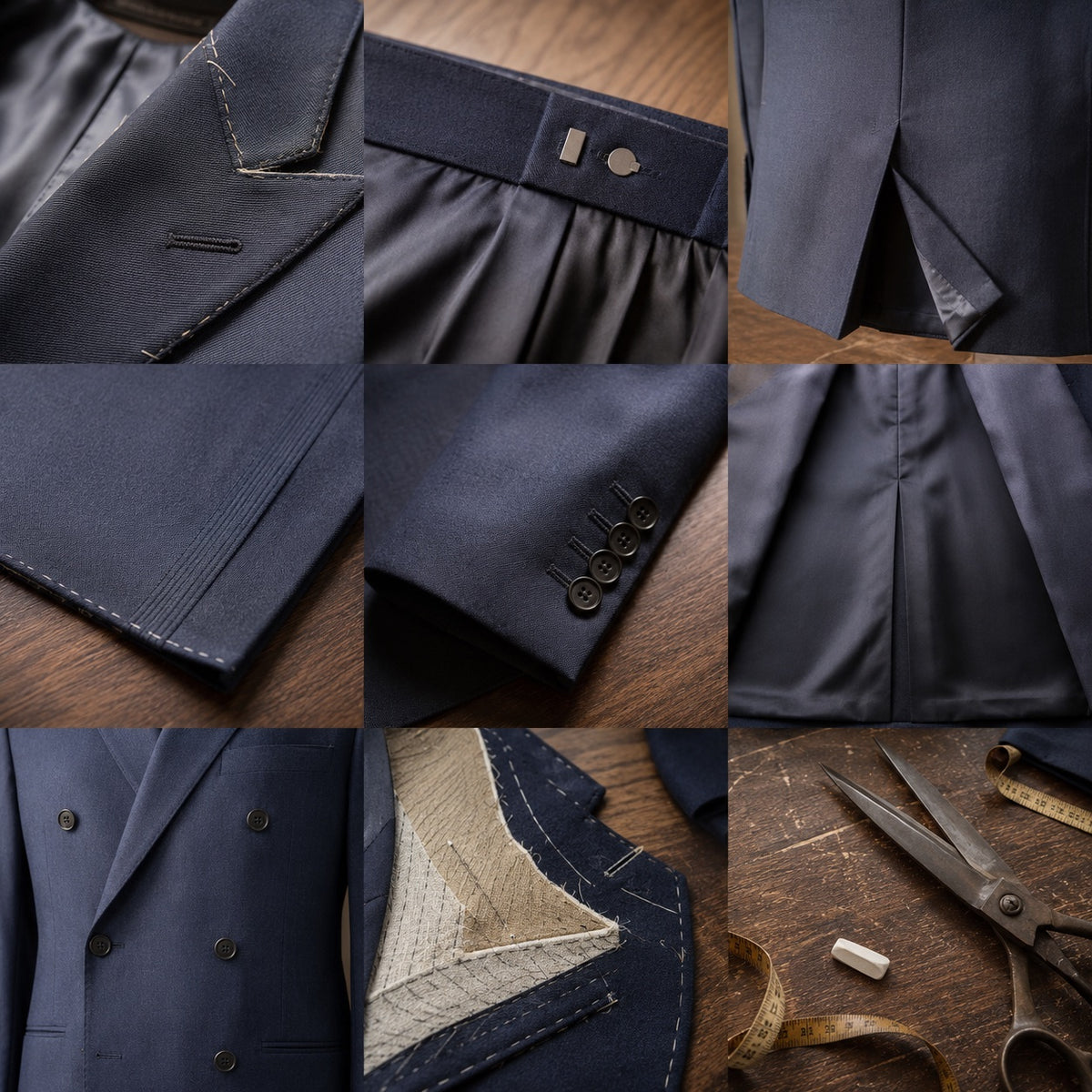 Dartmoor double-breasted suit jacket — Suit Jackets by CROWN TAILORING. close detail of the fabric and finish.