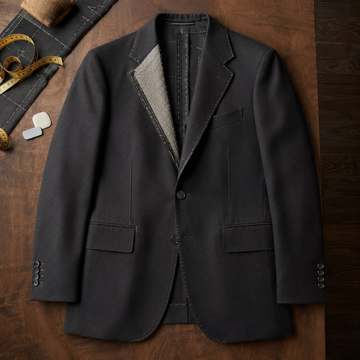 Clerkenwell single-breasted suit jacket — Suit Jackets by CROWN TAILORING. flat lay, front.