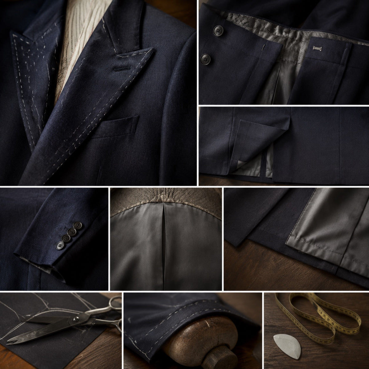 Chiltern double-breasted suit jacket — Suit Jackets by CROWN TAILORING. close detail of the fabric and finish.
